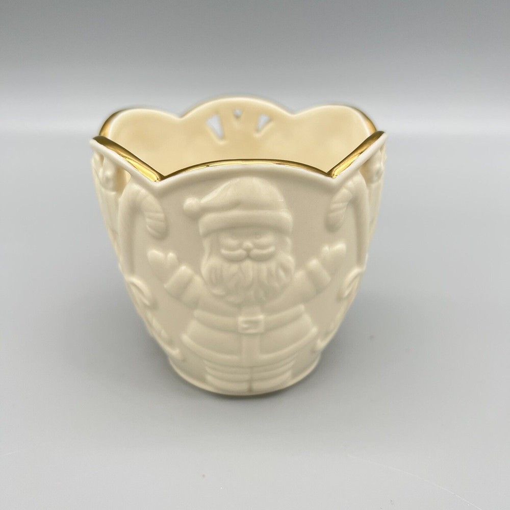 Lenox Merry Lights Santa Votive Tea Light Christmas Holiday EUC